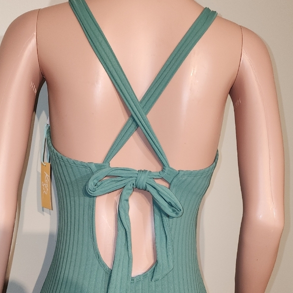 Kona Sol Green Ribbed One-Piece Swimsuit with Racerback - Picture 9 of 11